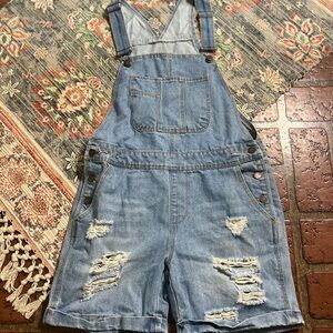Life in Progress factory distressed denim overalls rescue DIY